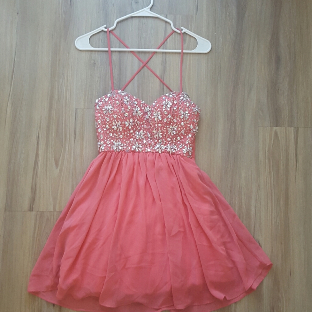 Short dress with AB rhinestones. - Picture 3 of 4
